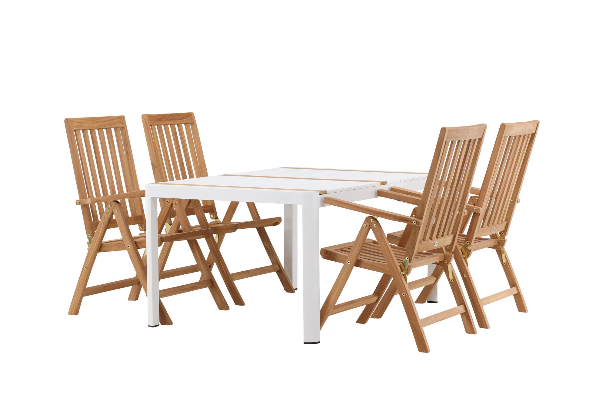 Venture Home Togo - spisebord- White / Teak - Allu / Teak - 150*100 _1+ Kenya 5-position Folding stol - Teak _4