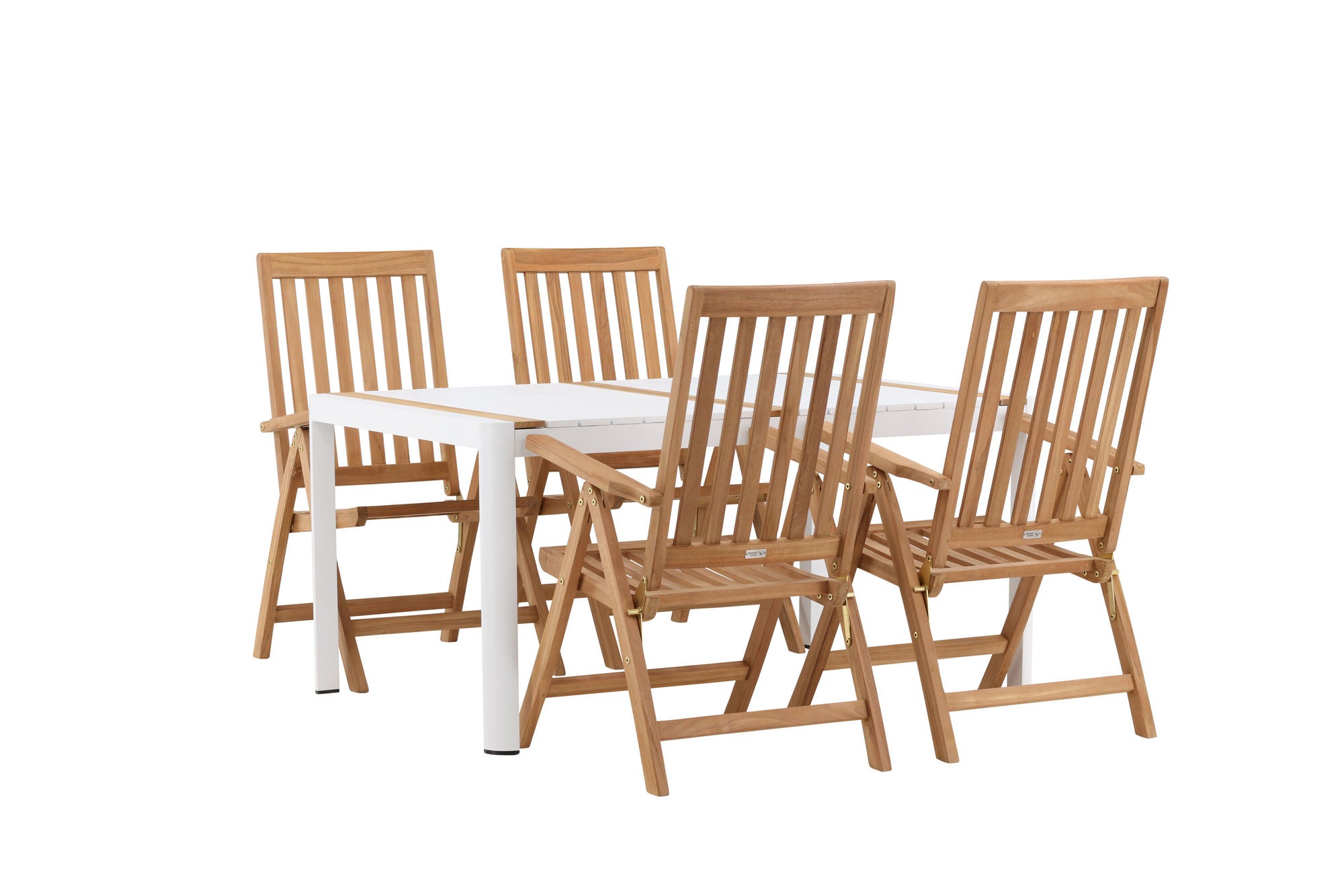 Venture Home Togo - spisebord- White / Teak - Allu / Teak - 150*100 _1+ Kenya 5-position Folding stol - Teak _4