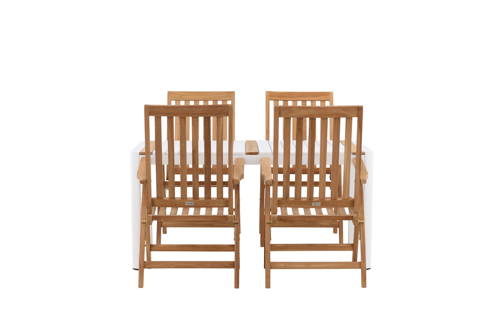 Venture Home Togo - spisebord- White / Teak - Allu / Teak - 150*100 _1+ Kenya 5-position Folding stol - Teak _4