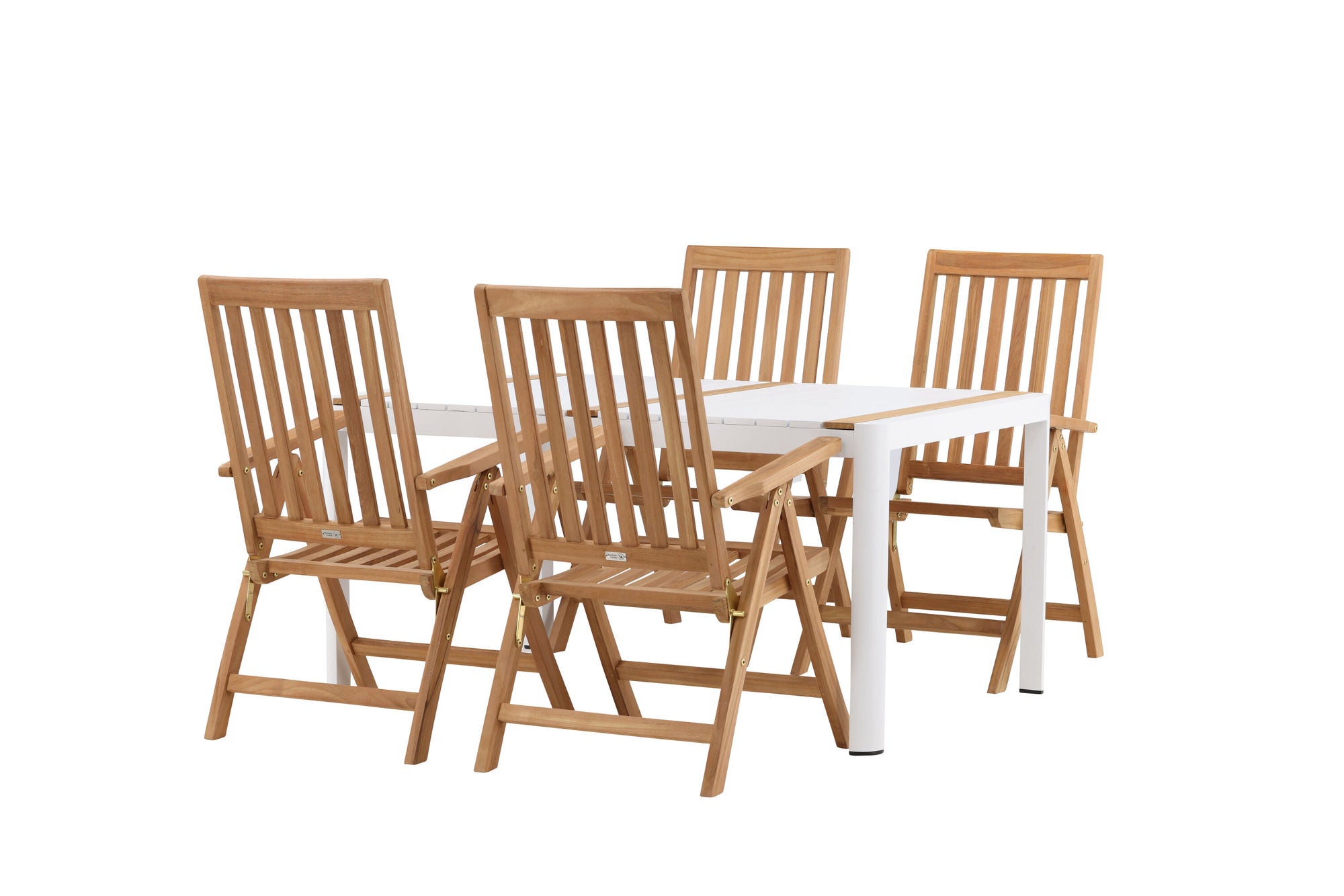 Venture Home Togo - spisebord- White / Teak - Allu / Teak - 150*100 _1+ Kenya 5-position Folding stol - Teak _4