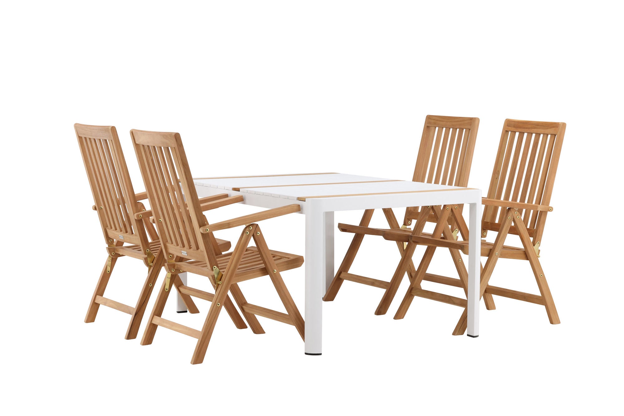 Venture Home Togo - spisebord- White / Teak - Allu / Teak - 150*100 _1+ Kenya 5-position Folding stol - Teak _4