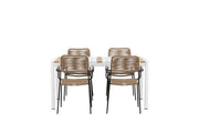 Venture Home Togo - spisebord- White / Teak - Allu / Teak - 150*100 _1+ Lindos - Armchair - Black Alu / Latte Rope _4
