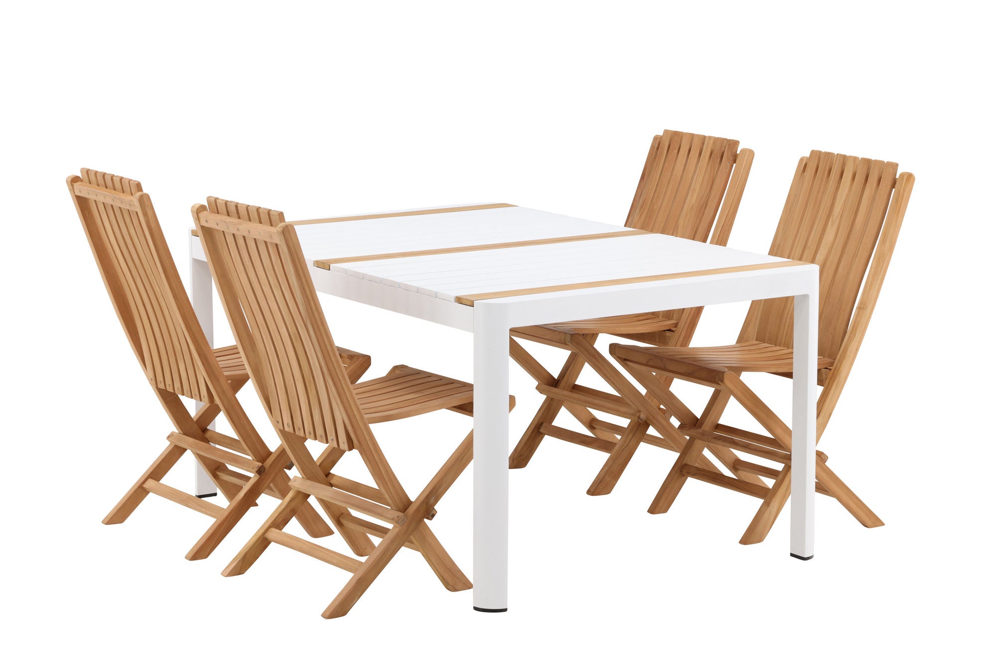 Venture Home Togo - spisebord- White / Teak - Allu / Teak - 150*100 _1+ Ghana - Folding stol- Natural - Teak - _4