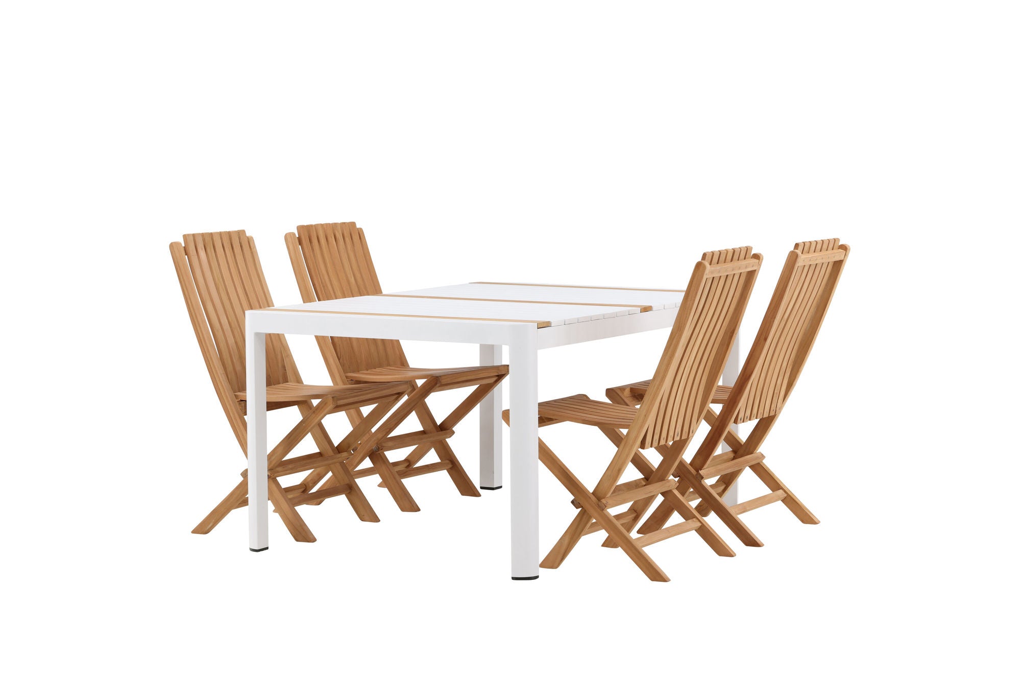 Venture Home Togo - spisebord- White / Teak - Allu / Teak - 150*100 _1+ Ghana - Folding stol- Natural - Teak - _4