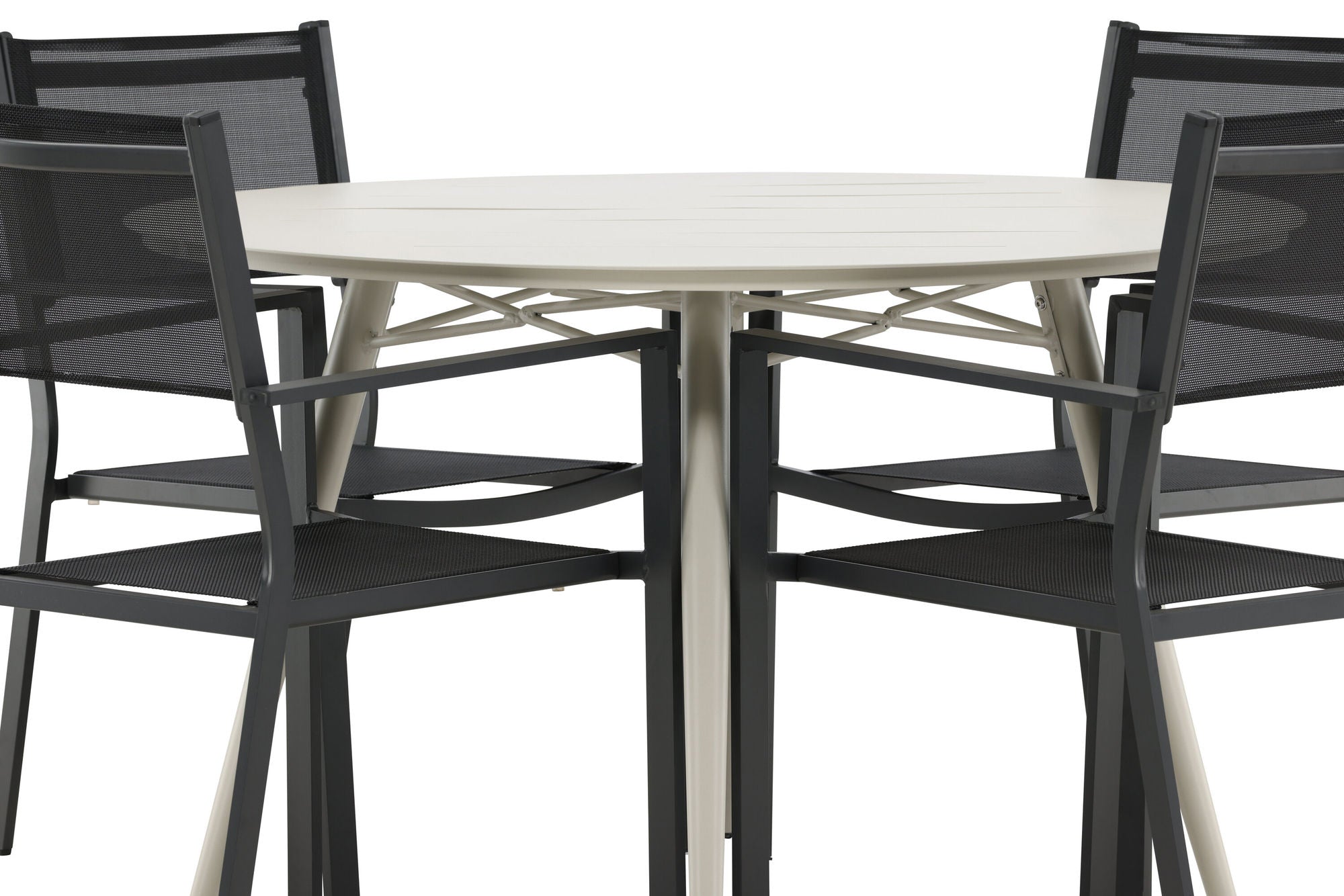 Venture Home Lina spisebord - Beige - rund 120 cm _1+ Copacabana Stacking stol - Black/Black _4