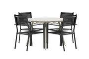 Venture Home Lina spisebord - Beige - rund 120 cm _1+ Copacabana Stacking stol - Black/Black _4