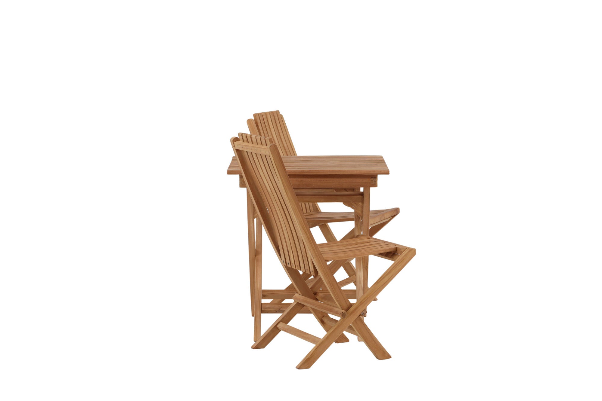 Venture Home Ghana - Folding bord- Natural - Teak - 70*70cm _1+ Ghana - Folding stol- Natural - Teak - _2