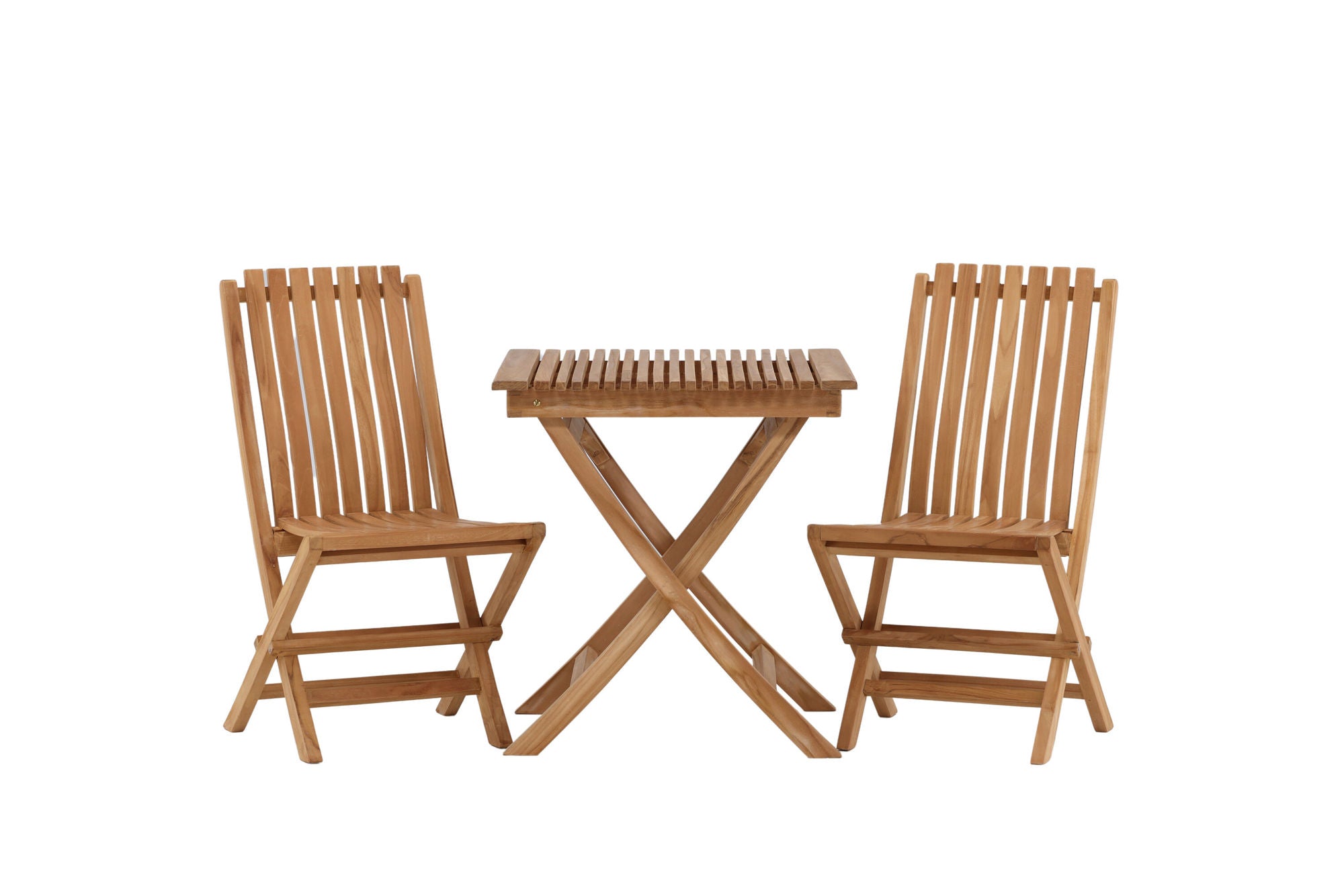 Venture Home Ghana - Folding bord- Natural - Teak - 70*70cm _1+ Ghana - Folding stol- Natural - Teak - _2