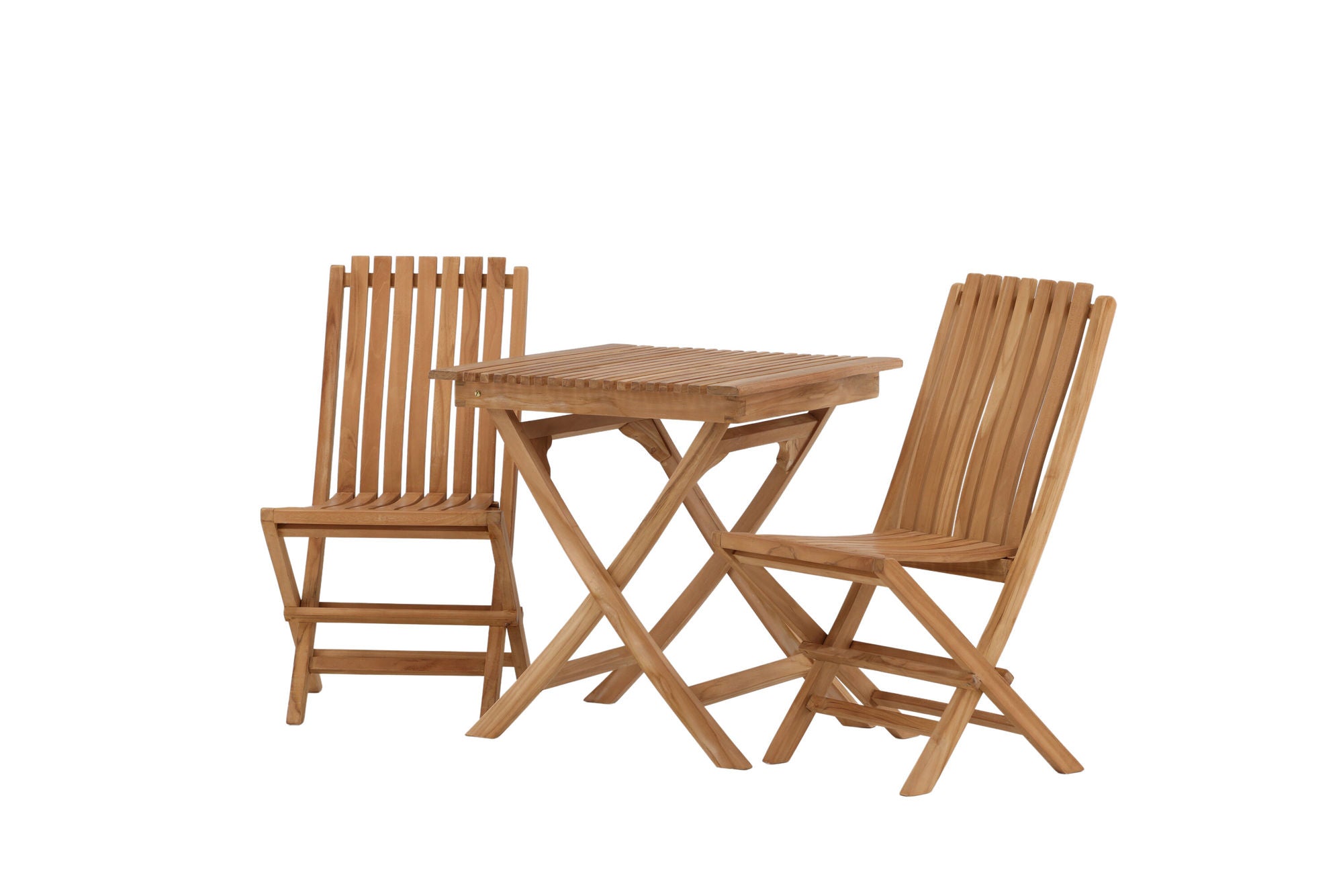 Venture Home Ghana - Folding bord- Natural - Teak - 70*70cm _1+ Ghana - Folding stol- Natural - Teak - _2