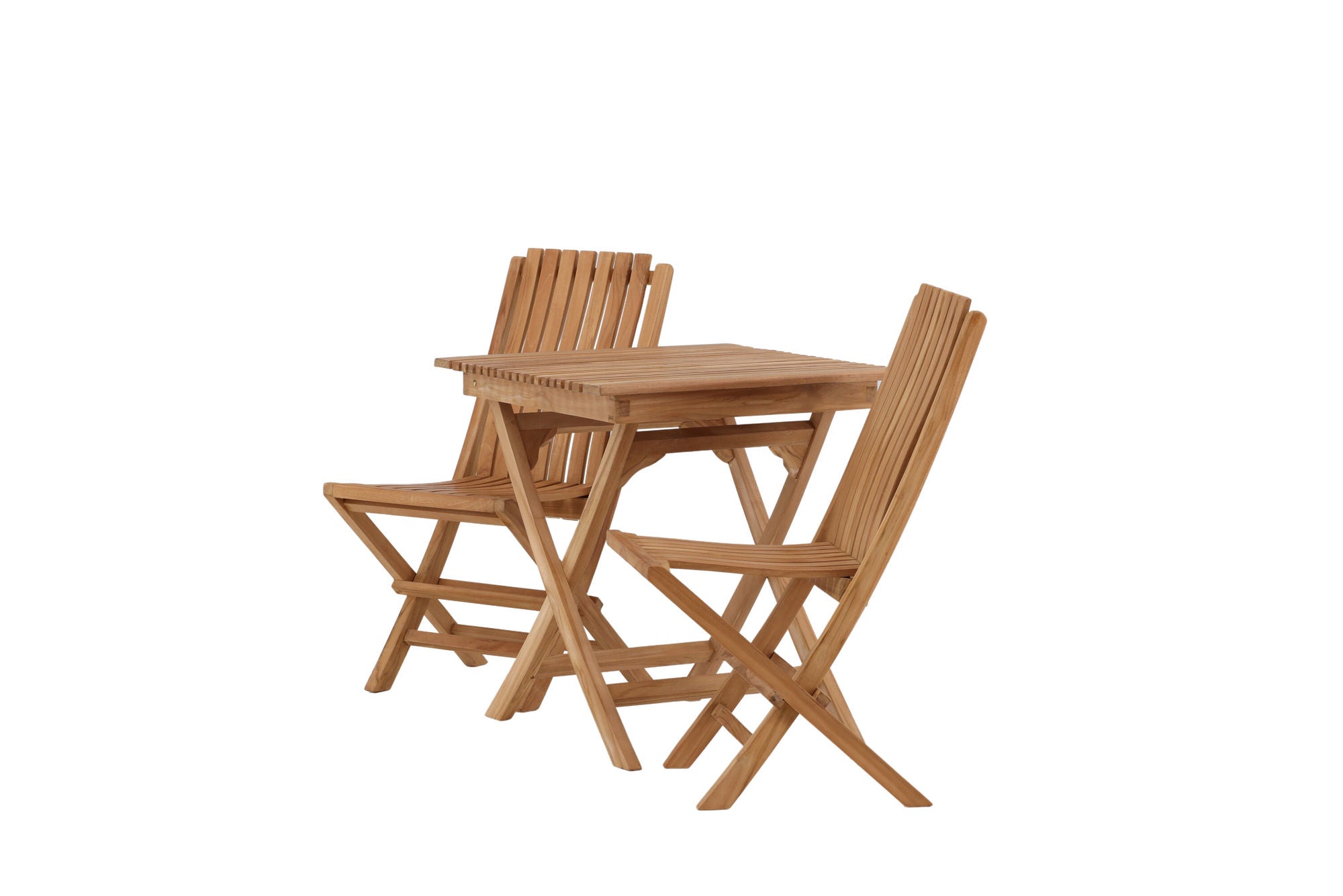 Venture Home Ghana - Folding bord- Natural - Teak - 70*70cm _1+ Ghana - Folding stol- Natural - Teak - _2
