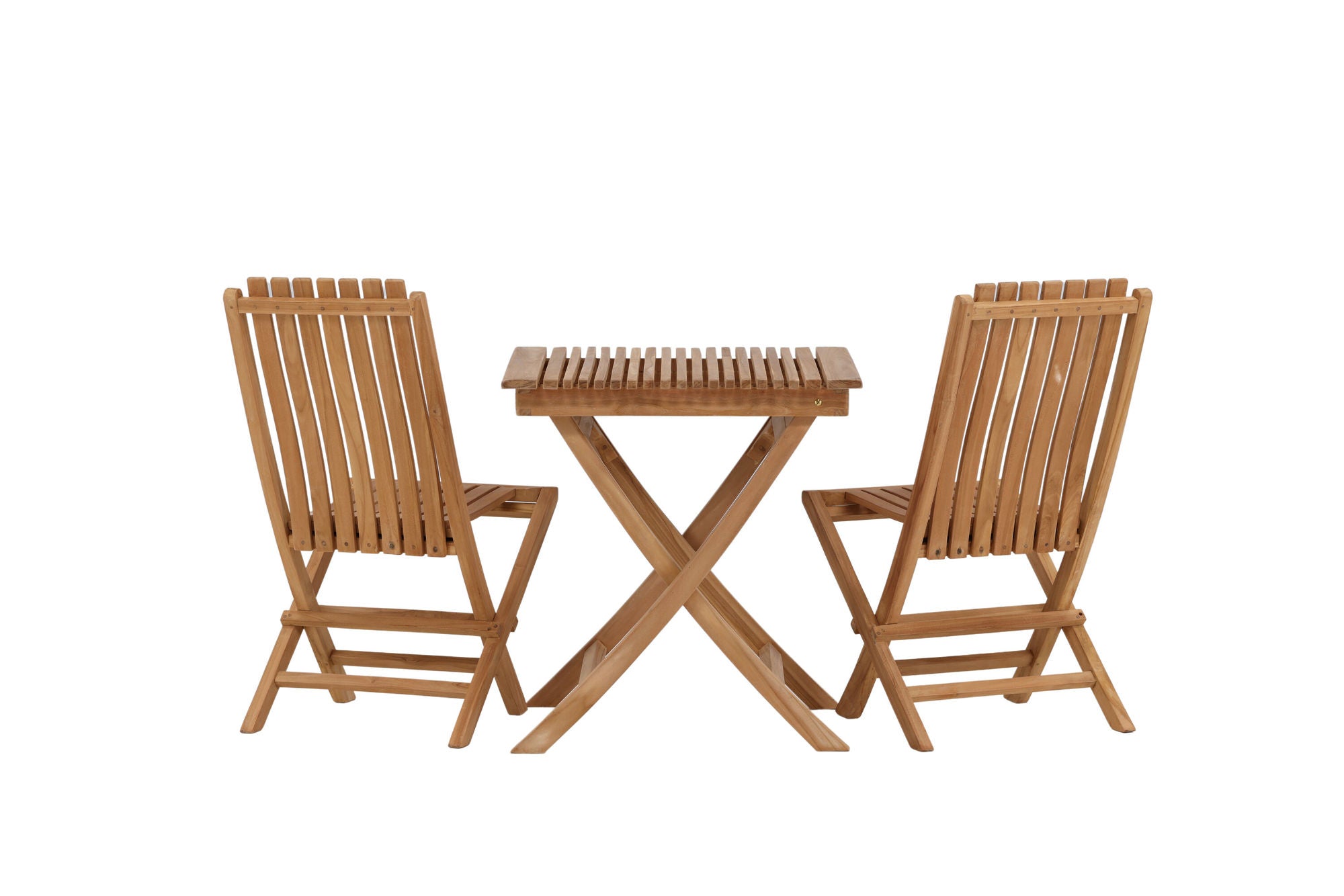 Venture Home Ghana - Folding bord- Natural - Teak - 70*70cm _1+ Ghana - Folding stol- Natural - Teak - _2