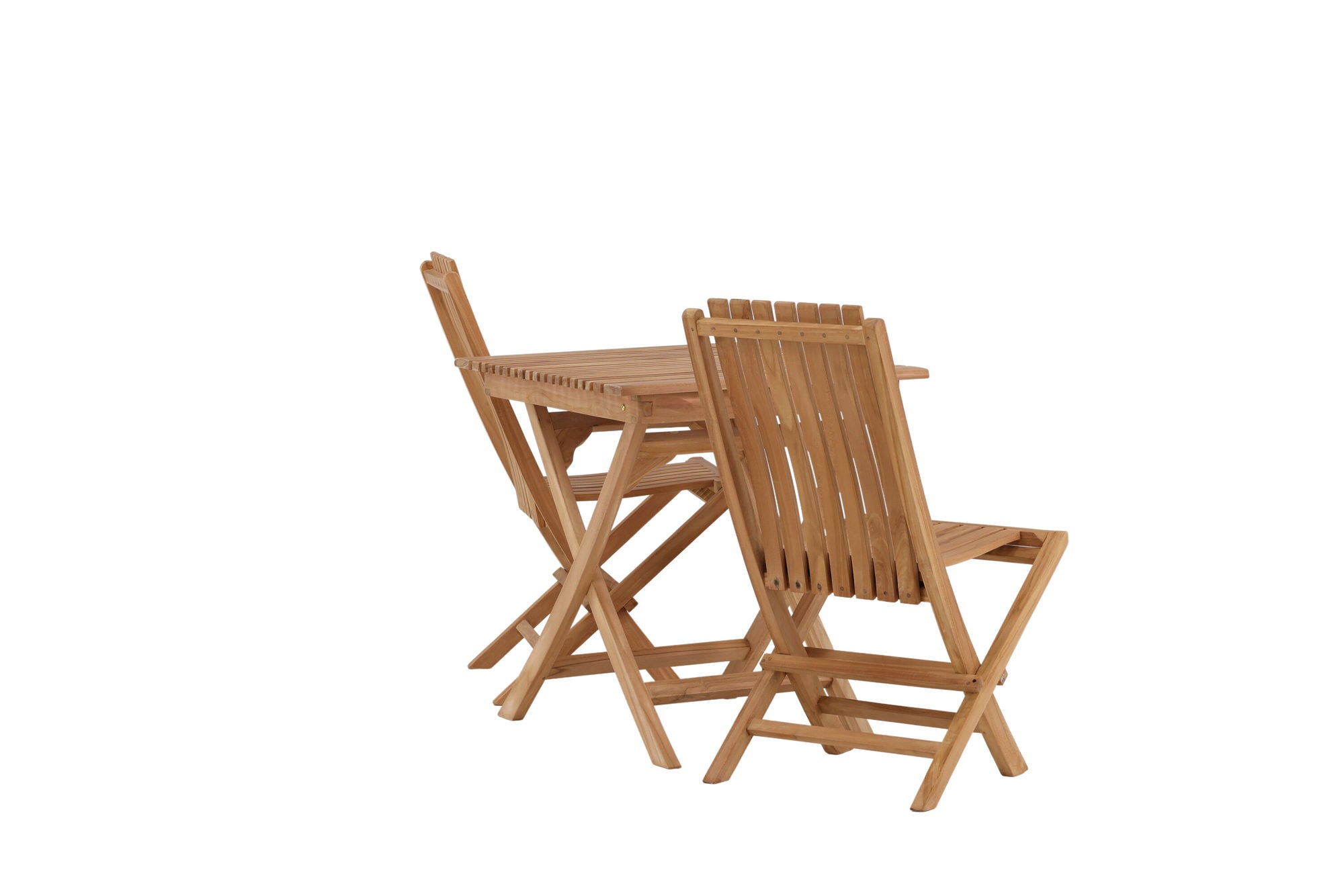 Venture Home Ghana - Folding bord- Natural - Teak - 70*70cm _1+ Ghana - Folding stol- Natural - Teak - _2