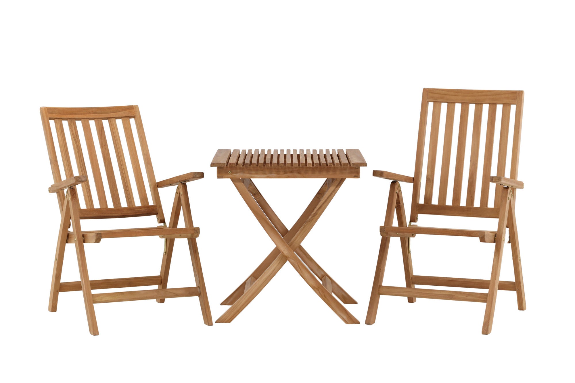 Venture Home Ghana - Folding bord- Natural - Teak - 70*70cm _1+ Kenya 5-position Folding stol - Teak _2
