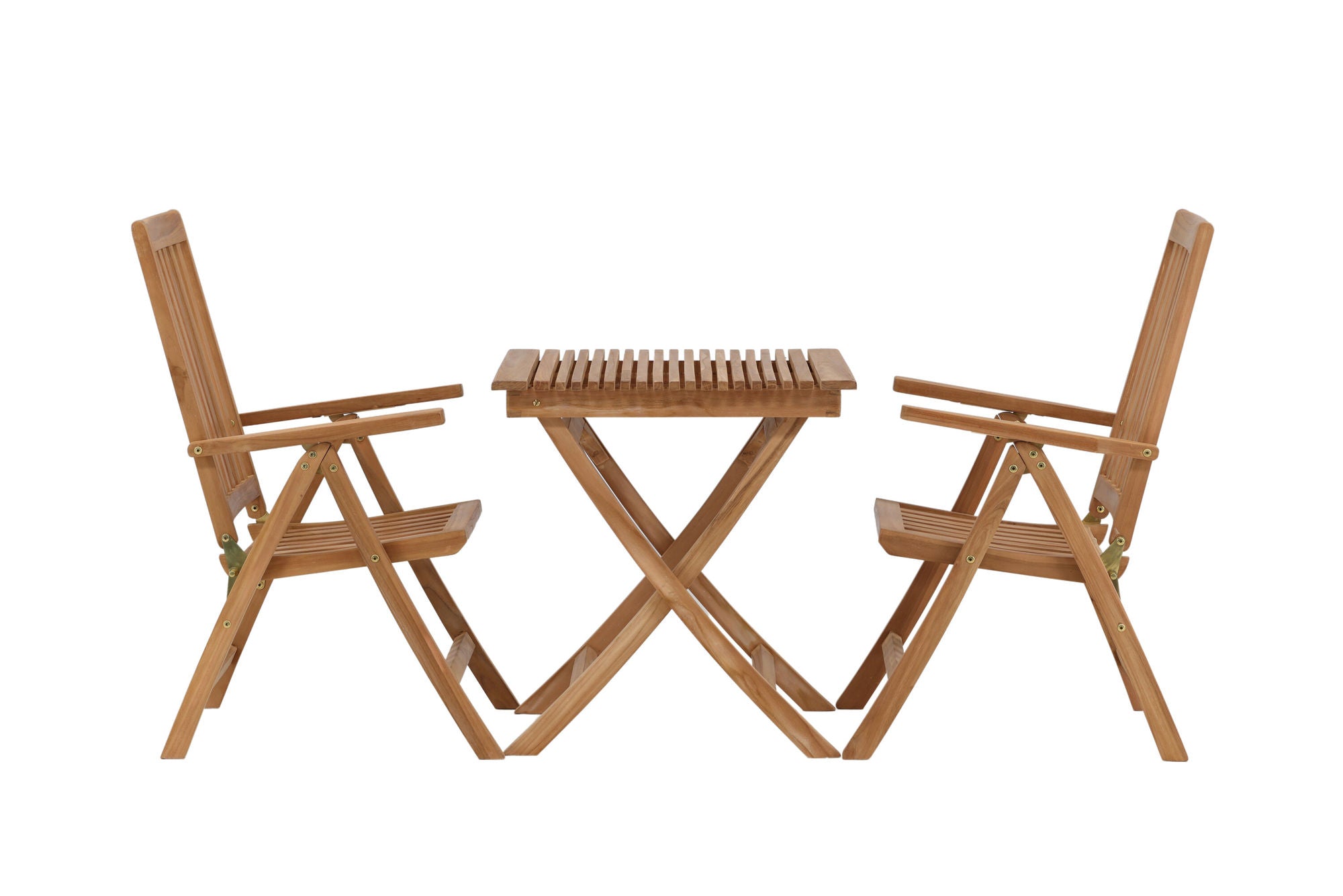 Venture Home Ghana - Folding bord- Natural - Teak - 70*70cm _1+ Kenya 5-position Folding stol - Teak _2
