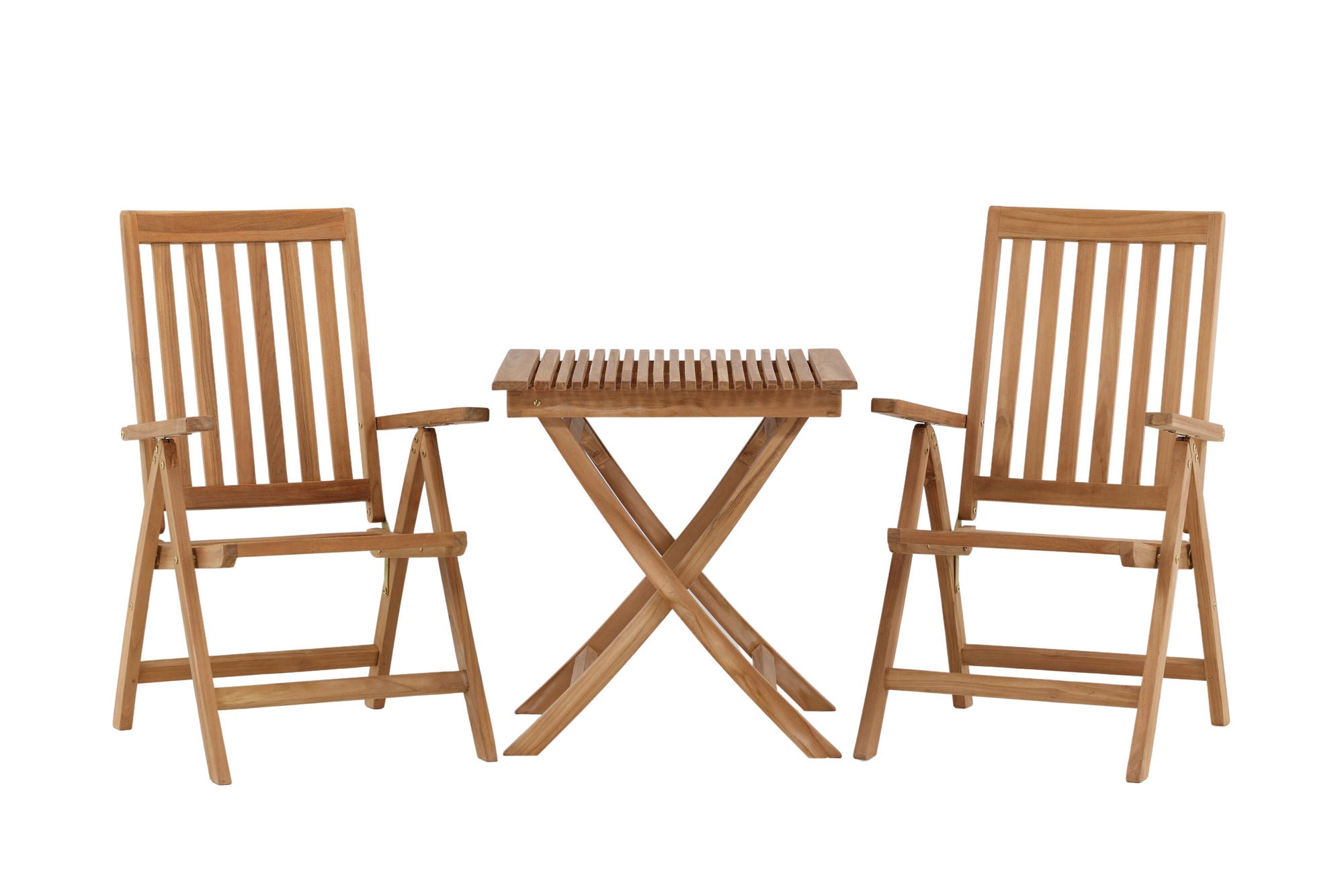 Venture Home Ghana - Folding bord- Natural - Teak - 70*70cm _1+ Kenya 5-position Folding stol - Teak _2