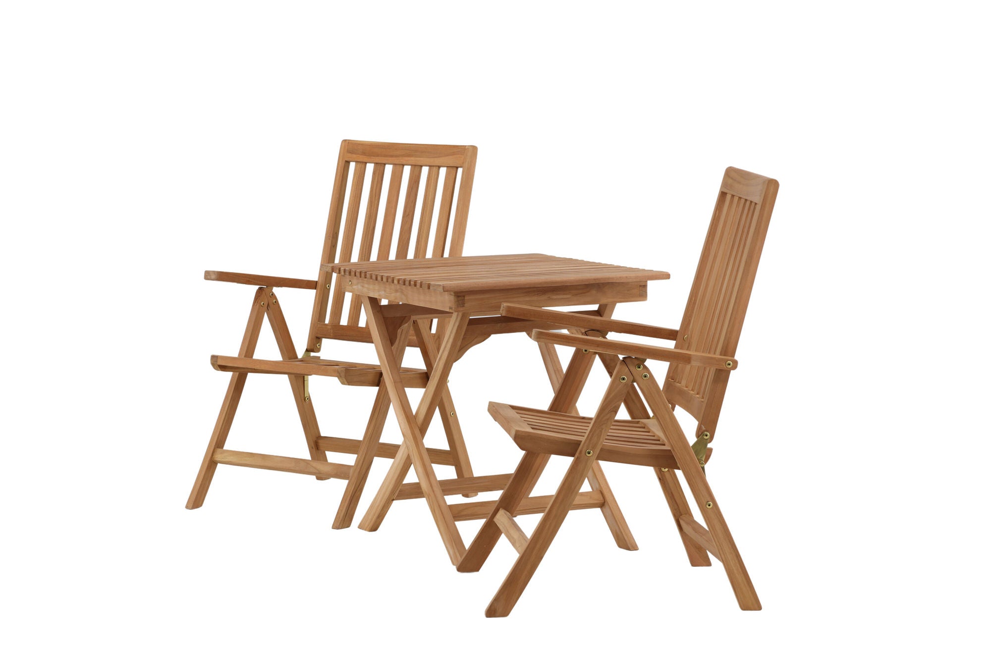 Venture Home Ghana - Folding bord- Natural - Teak - 70*70cm _1+ Kenya 5-position Folding stol - Teak _2