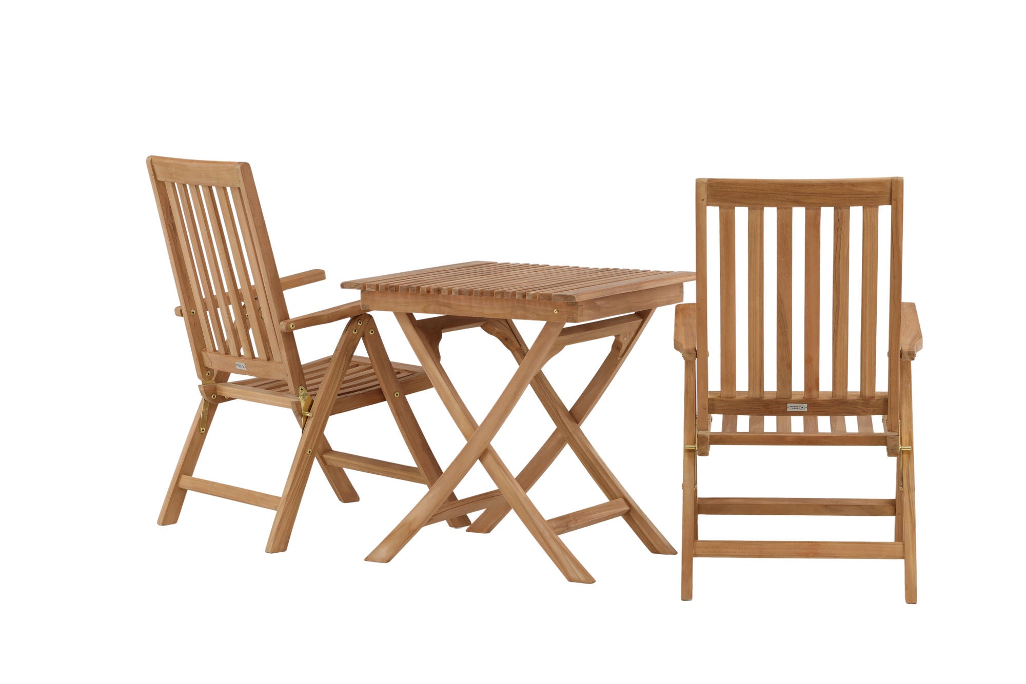 Venture Home Ghana - Folding bord- Natural - Teak - 70*70cm _1+ Kenya 5-position Folding stol - Teak _2