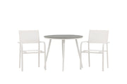 Venture Home Break - spisebord rund- White / Grey - Alu / Aintwood - 90ø _1+ Santorini Arm stol (Stackable) - White Alu / White Textilene _2