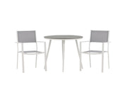 Venture Home Break - spisebord rund- White / Grey - Alu / Aintwood - 90ø _1+ Copacabana Stacking stol - White/Grey _2