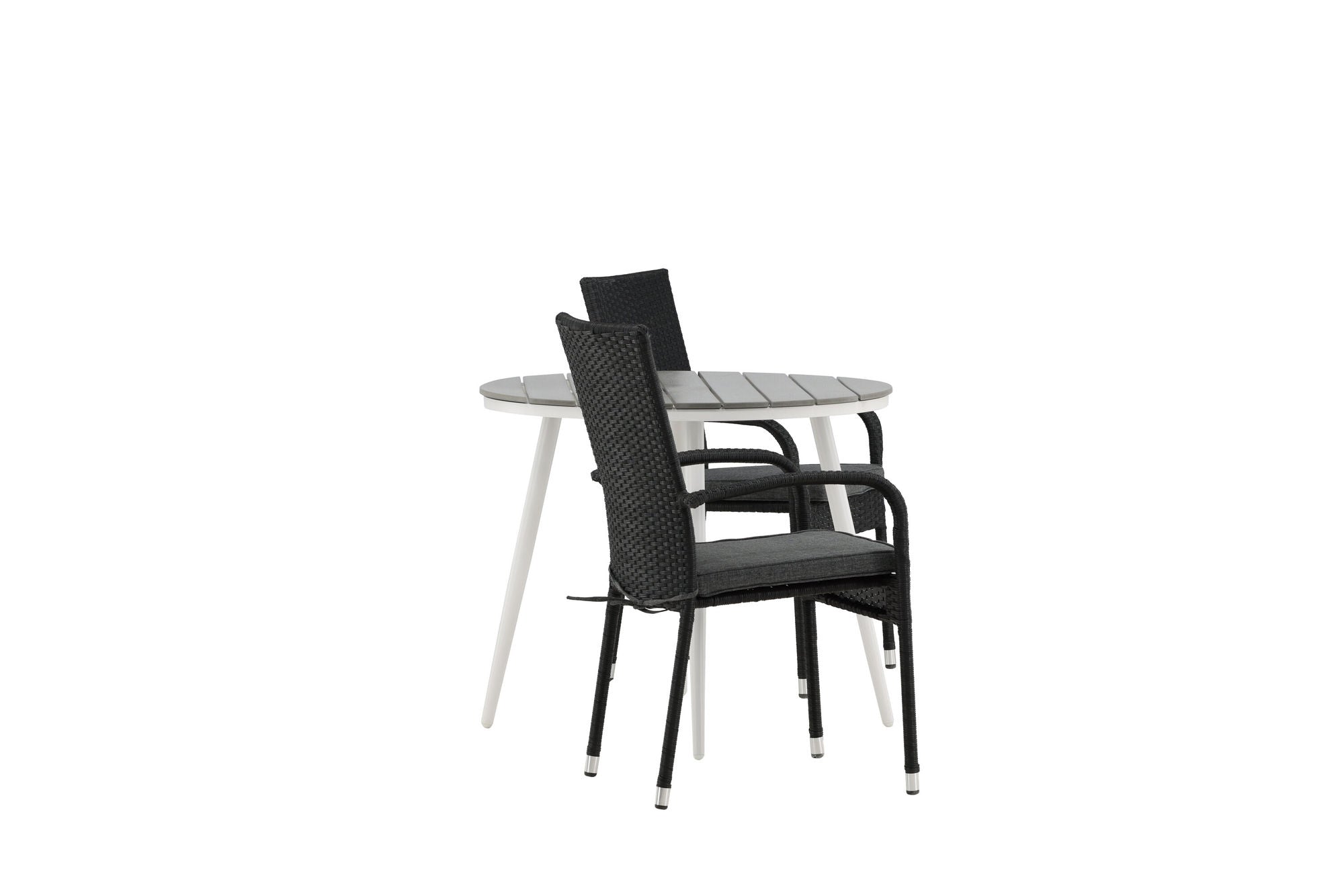 Venture Home Break - spisebord rund- White / Grey - Alu / Aintwood - 90ø _1+ Anna stol - Black _2