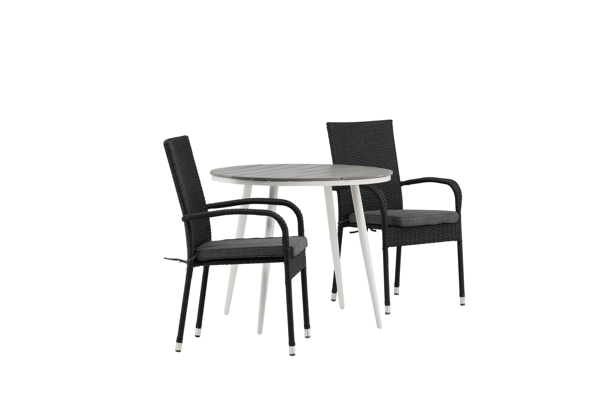 Venture Home Break - spisebord rund- White / Grey - Alu / Aintwood - 90ø _1+ Anna stol - Black _2