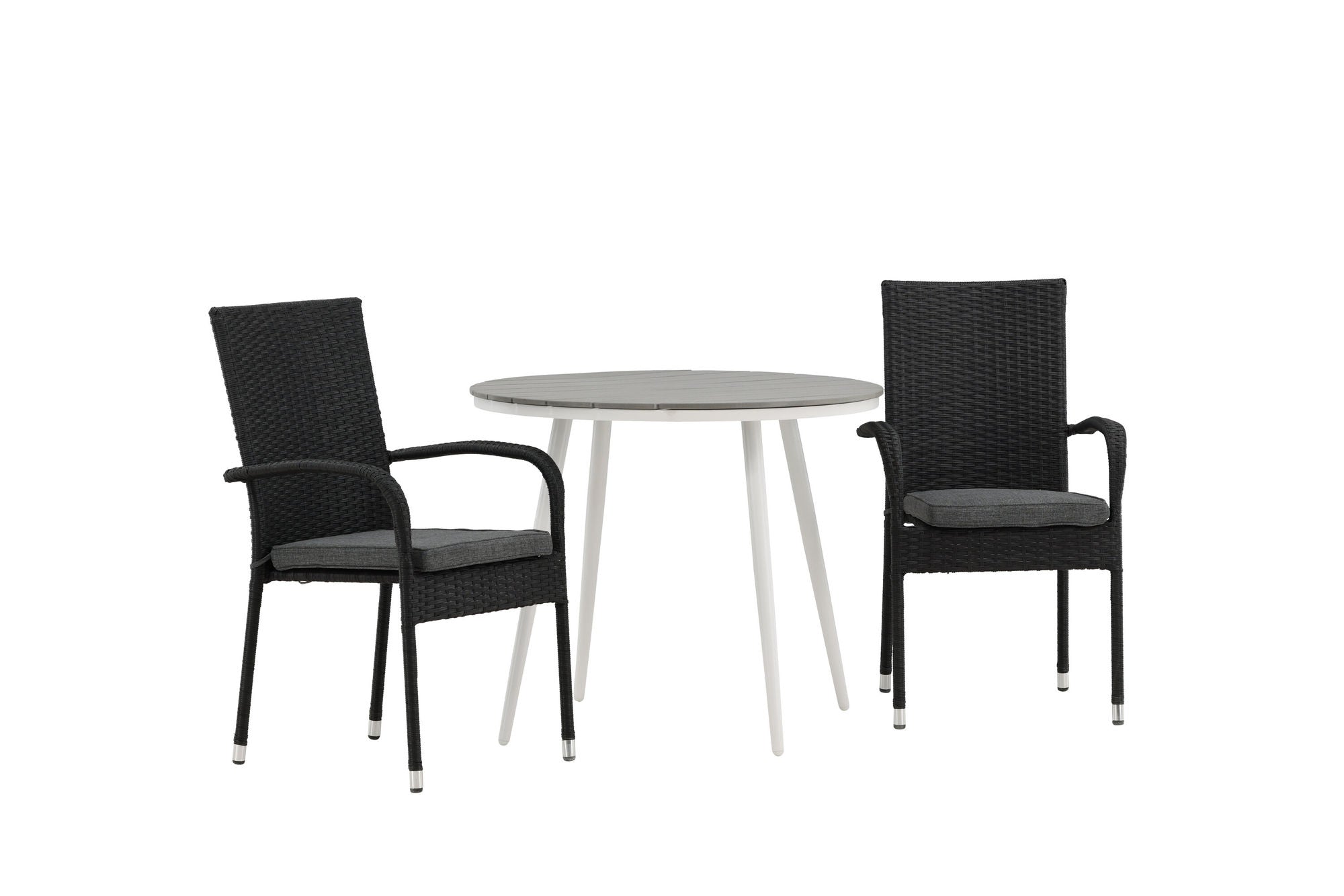 Venture Home Break - spisebord rund- White / Grey - Alu / Aintwood - 90ø _1+ Anna stol - Black _2