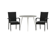 Venture Home Break - spisebord rund- White / Grey - Alu / Aintwood - 90ø _1+ Anna stol - Black _2