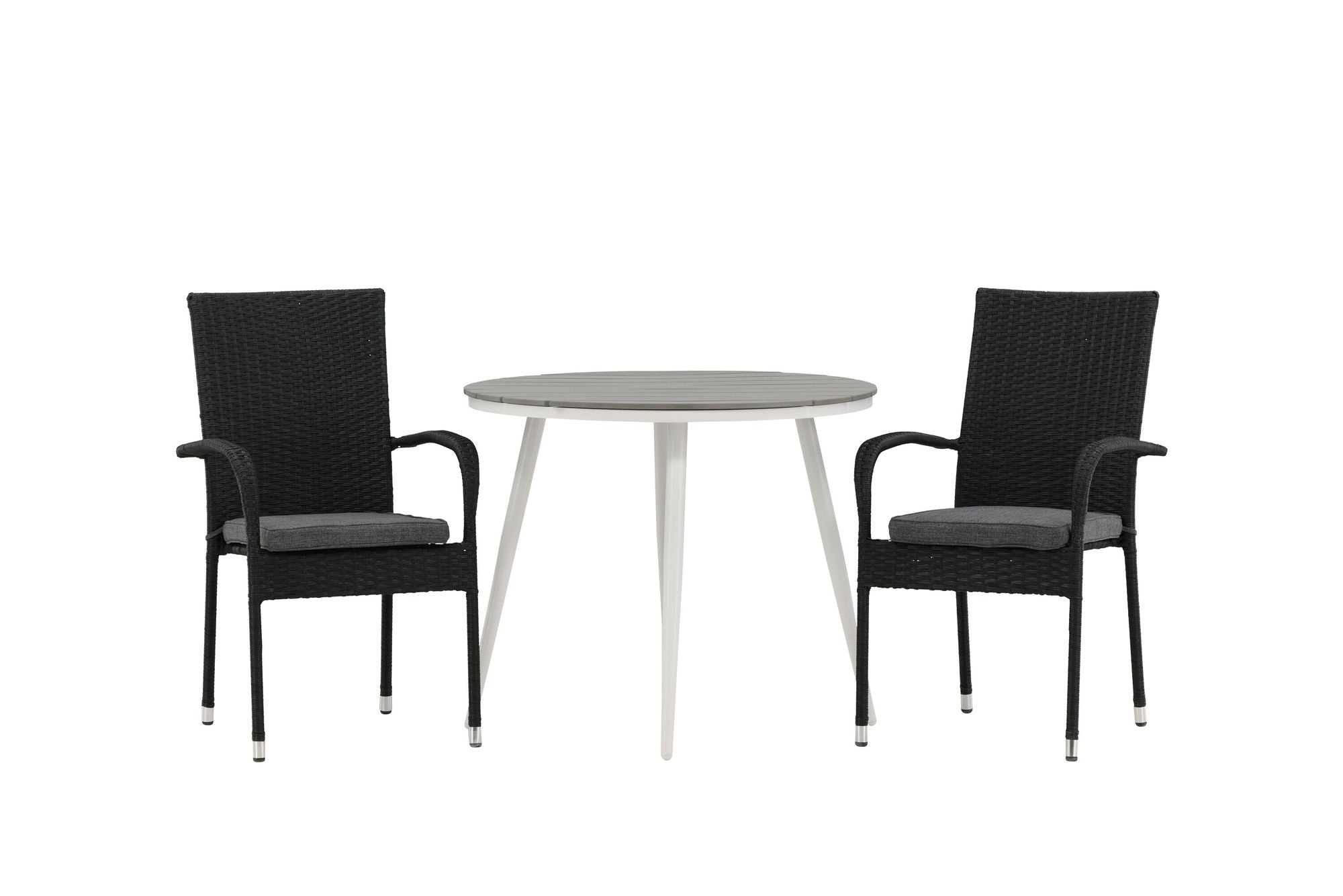 Venture Home Break - spisebord rund- White / Grey - Alu / Aintwood - 90ø _1+ Anna stol - Black _2