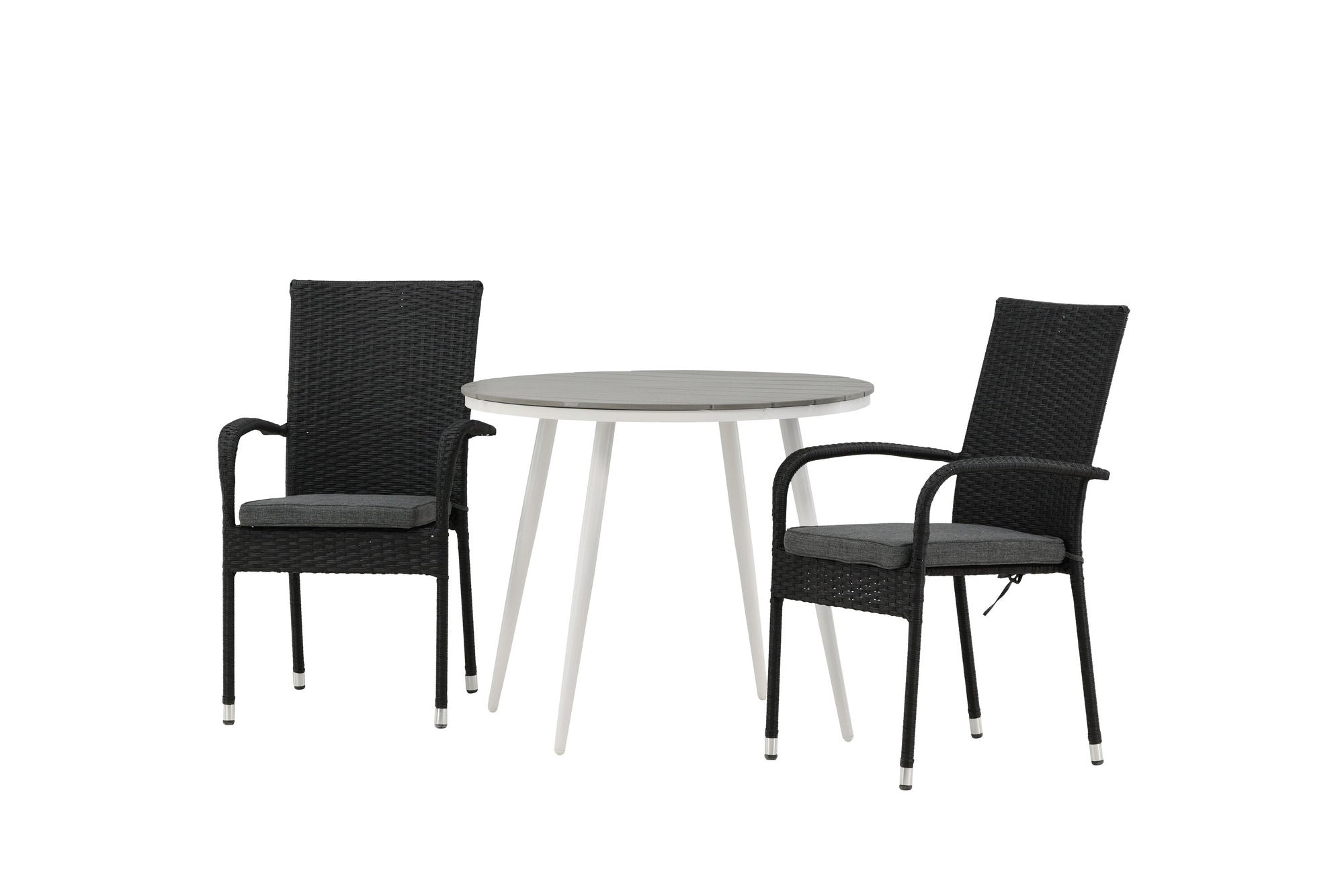 Venture Home Break - spisebord rund- White / Grey - Alu / Aintwood - 90ø _1+ Anna stol - Black _2