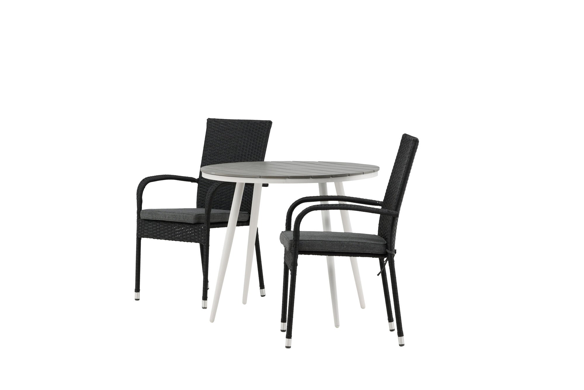 Venture Home Break - spisebord rund- White / Grey - Alu / Aintwood - 90ø _1+ Anna stol - Black _2