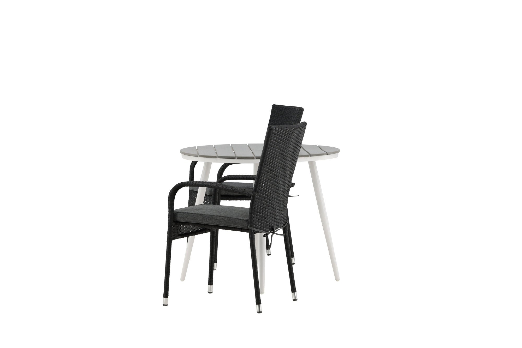 Venture Home Break - spisebord rund- White / Grey - Alu / Aintwood - 90ø _1+ Anna stol - Black _2