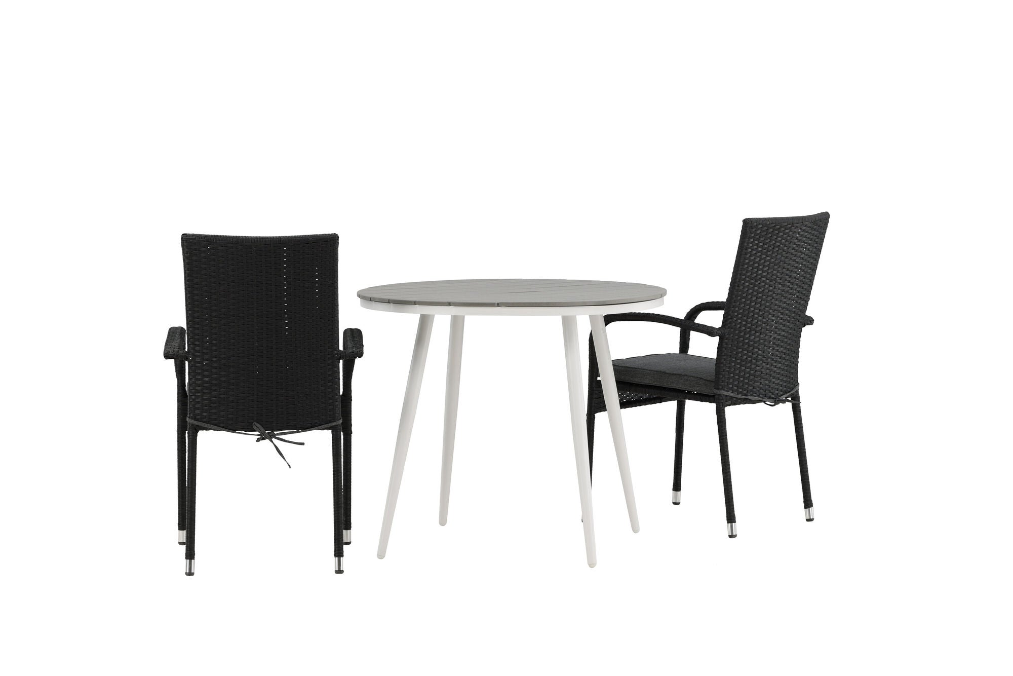 Venture Home Break - spisebord rund- White / Grey - Alu / Aintwood - 90ø _1+ Anna stol - Black _2