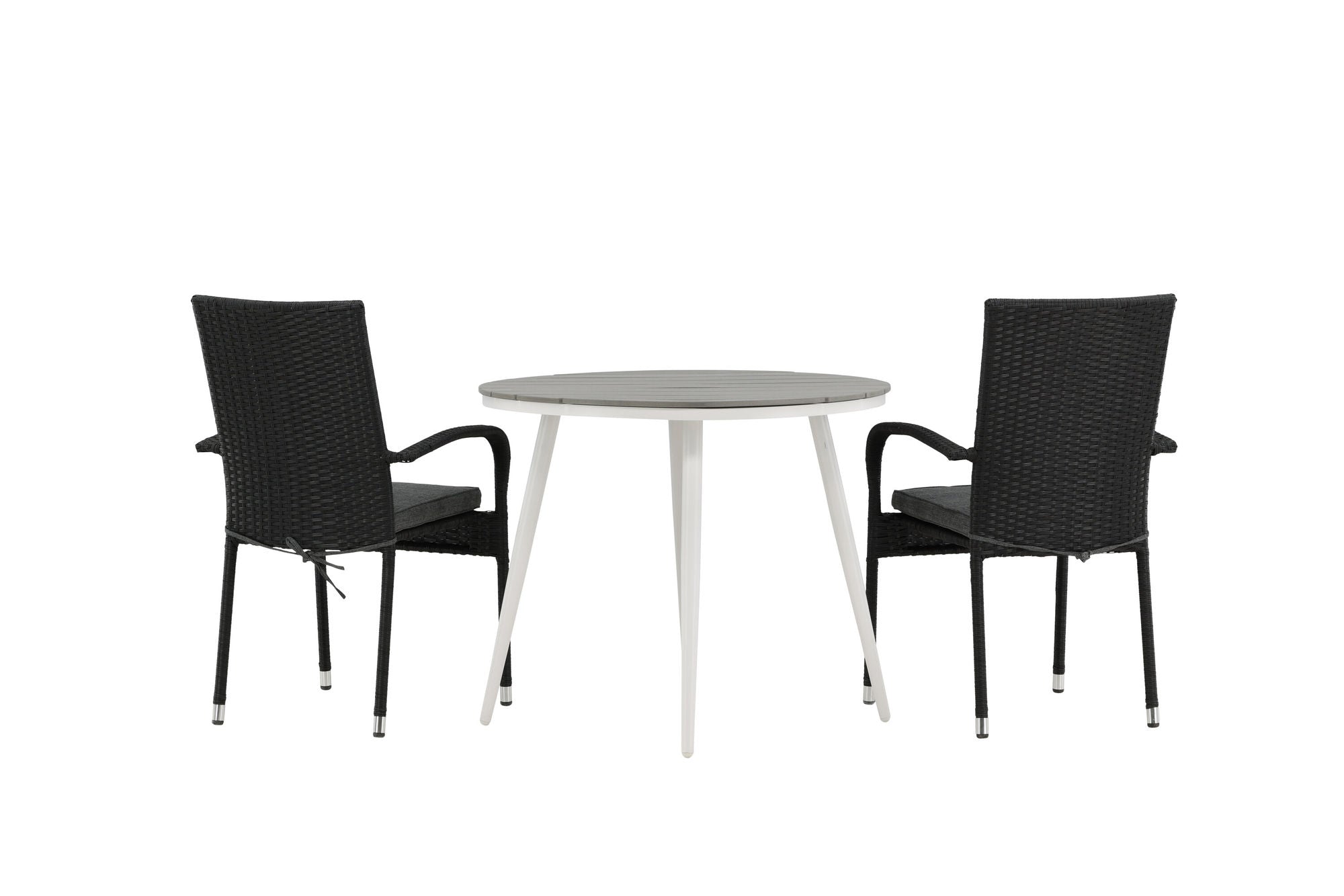 Venture Home Break - spisebord rund- White / Grey - Alu / Aintwood - 90ø _1+ Anna stol - Black _2