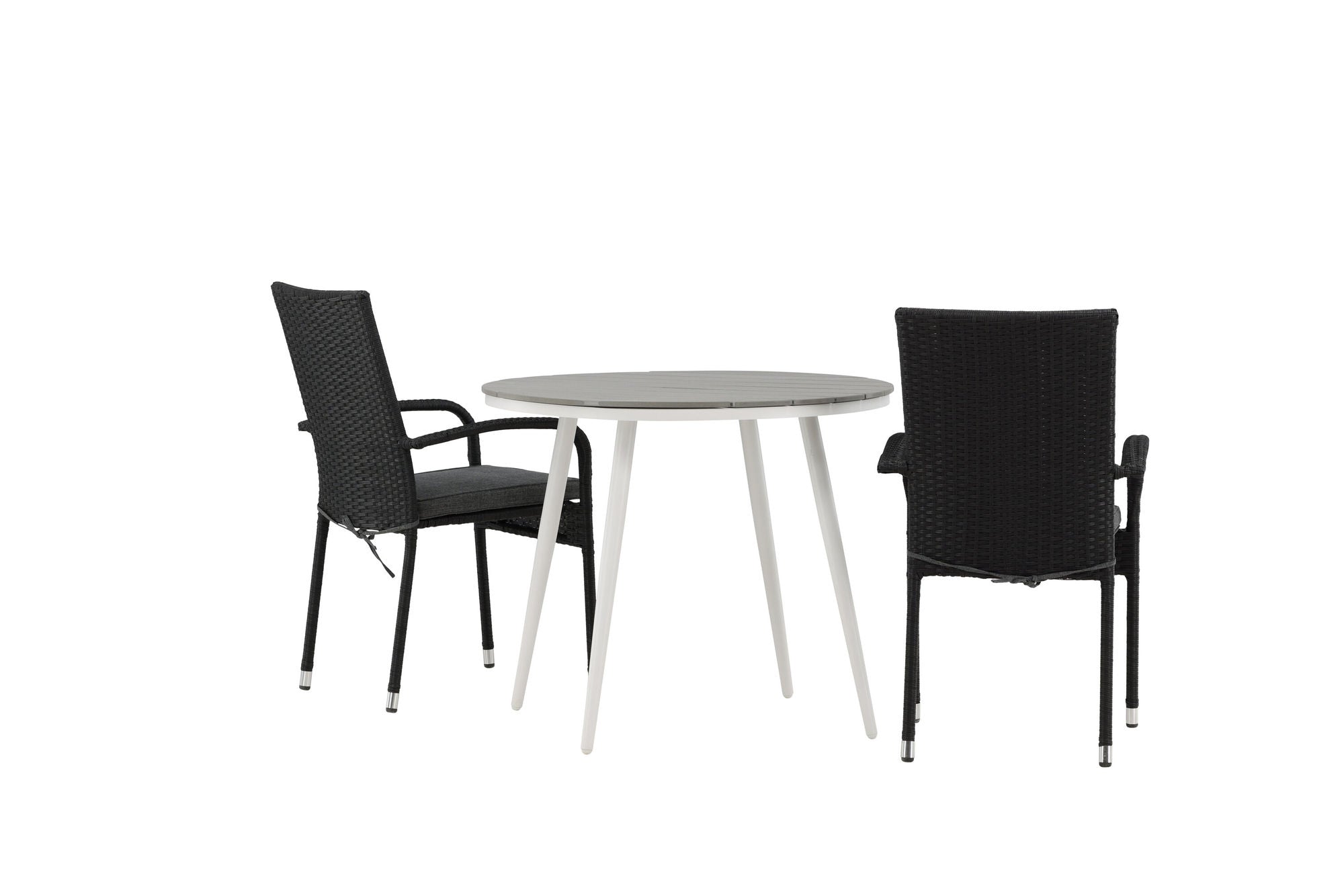 Venture Home Break - spisebord rund- White / Grey - Alu / Aintwood - 90ø _1+ Anna stol - Black _2