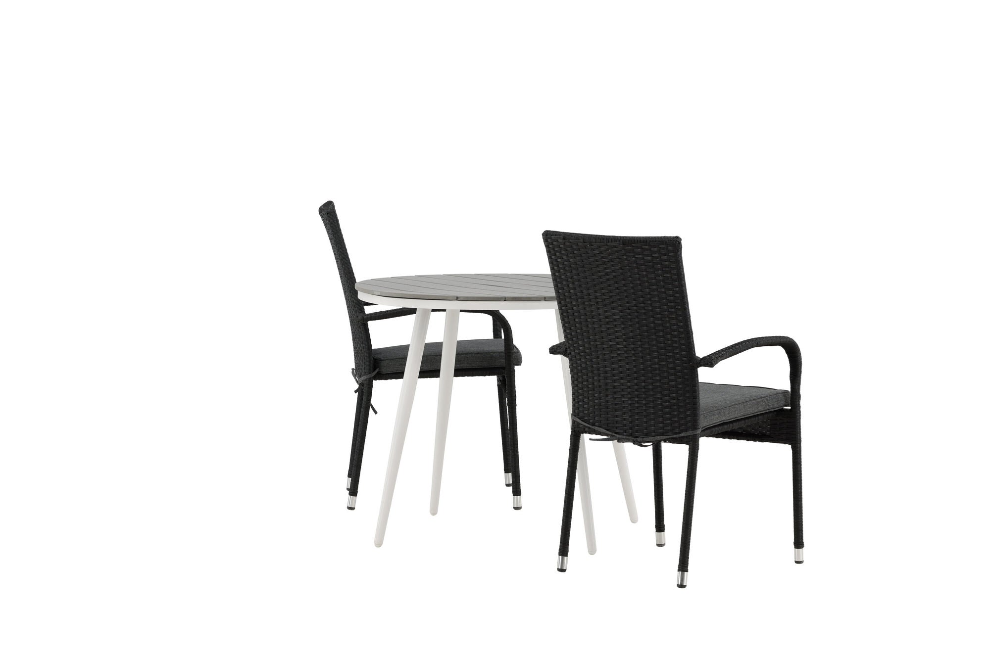 Venture Home Break - spisebord rund- White / Grey - Alu / Aintwood - 90ø _1+ Anna stol - Black _2