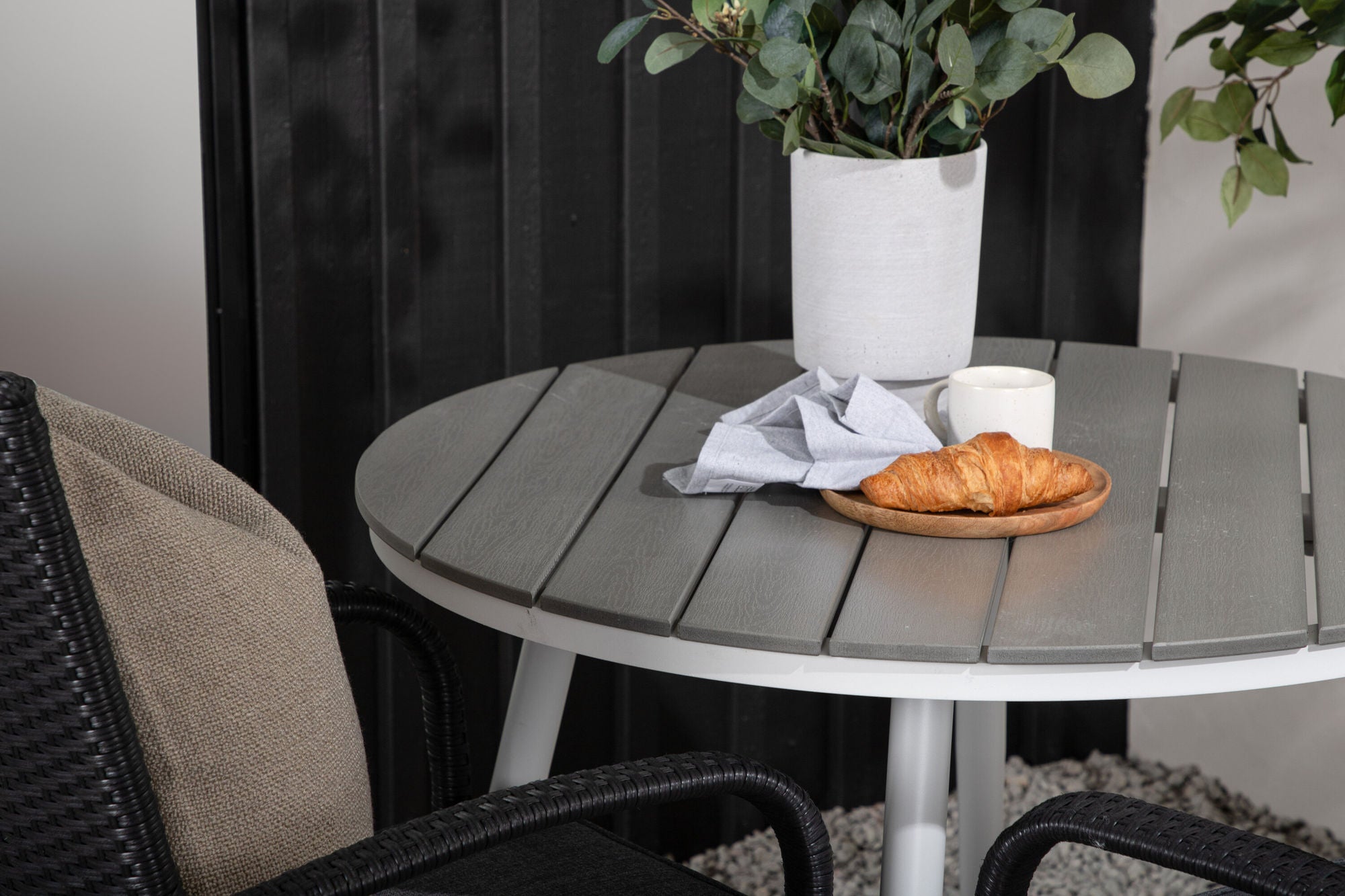 Venture Home Break - spisebord rund- White / Grey - Alu / Aintwood - 90ø _1+ Anna stol - Black _2