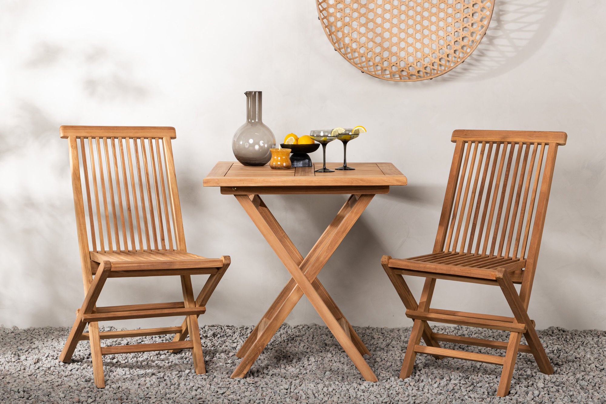 Venture Home Kenya - Folding bord- Natural - Teak - 70*70cm +Kenya Folding stol w/o Armrest - Teak _2