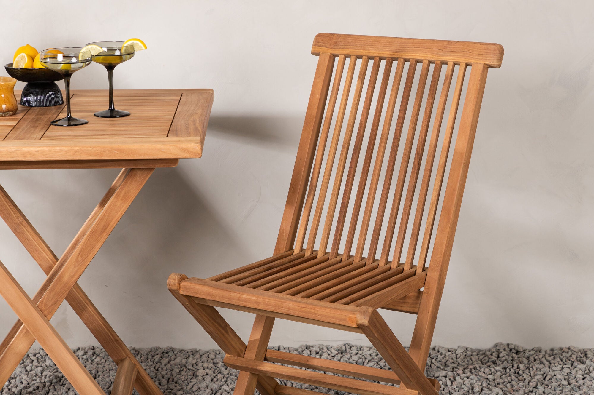 Venture Home Kenya - Folding bord- Natural - Teak - 70*70cm +Kenya Folding stol w/o Armrest - Teak _2