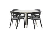 Venture Home Lina spisebord - Beige - rund 120 cm _1+ Slit - Spisebordsstol inc Cushion- Black /Grey - Aluminium - _4