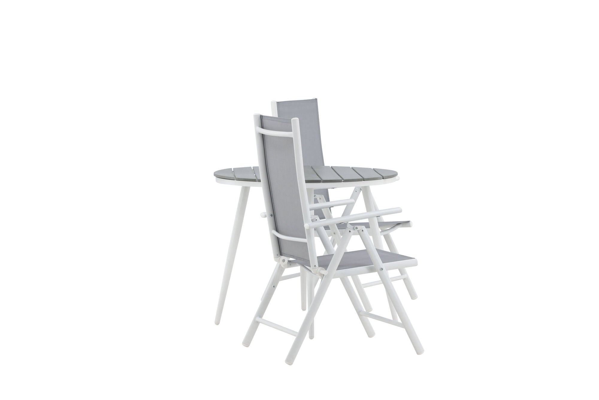 Venture Home Break - spisebord rund- White / Grey - Alu / Aintwood - 90ø _1+ Break 5:pos stol - White/Grey _2