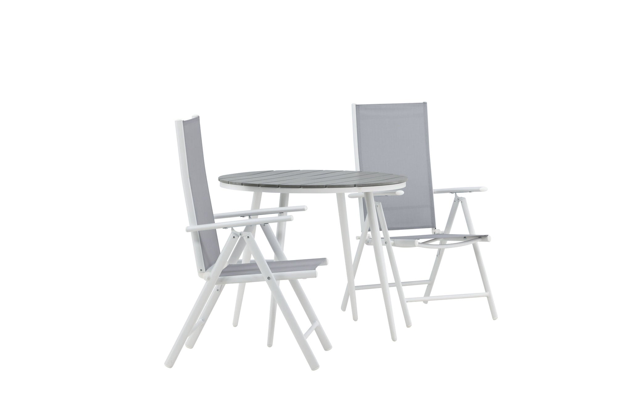 Venture Home Break - spisebord rund- White / Grey - Alu / Aintwood - 90ø _1+ Break 5:pos stol - White/Grey _2
