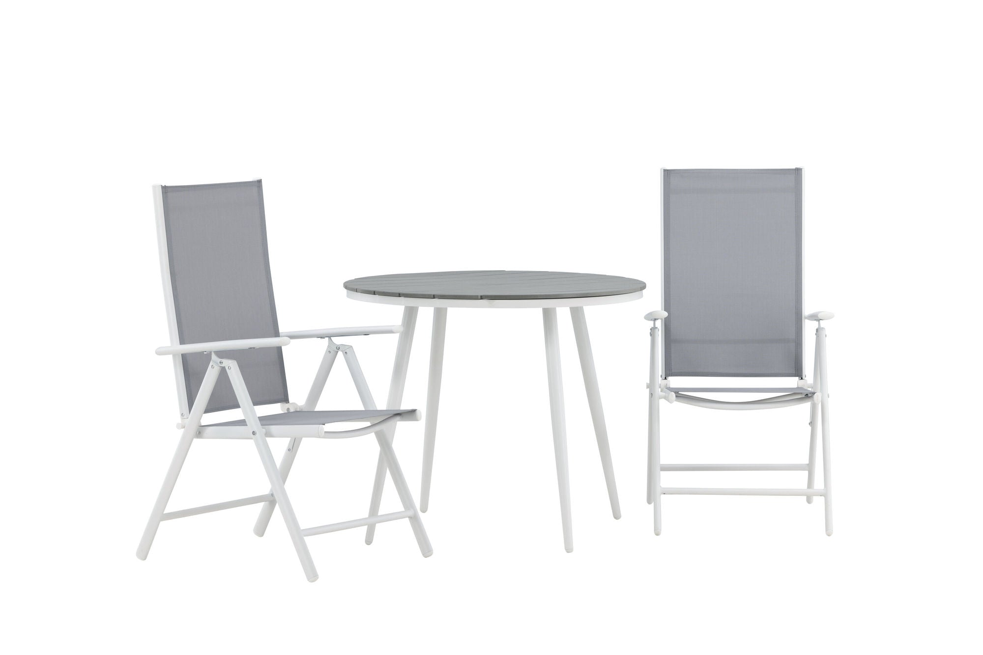 Venture Home Break - spisebord rund- White / Grey - Alu / Aintwood - 90ø _1+ Break 5:pos stol - White/Grey _2