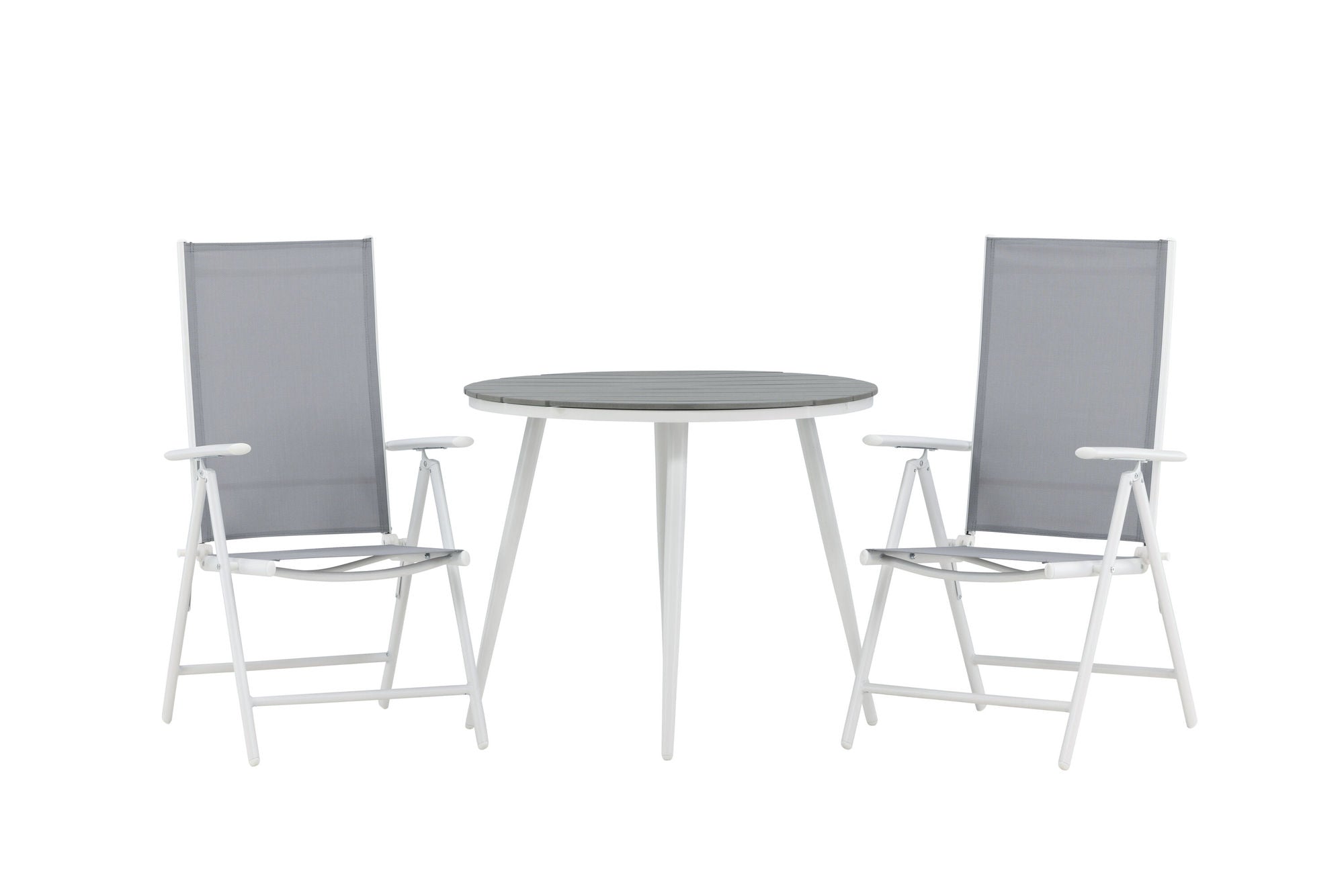 Venture Home Break - spisebord rund- White / Grey - Alu / Aintwood - 90ø _1+ Break 5:pos stol - White/Grey _2