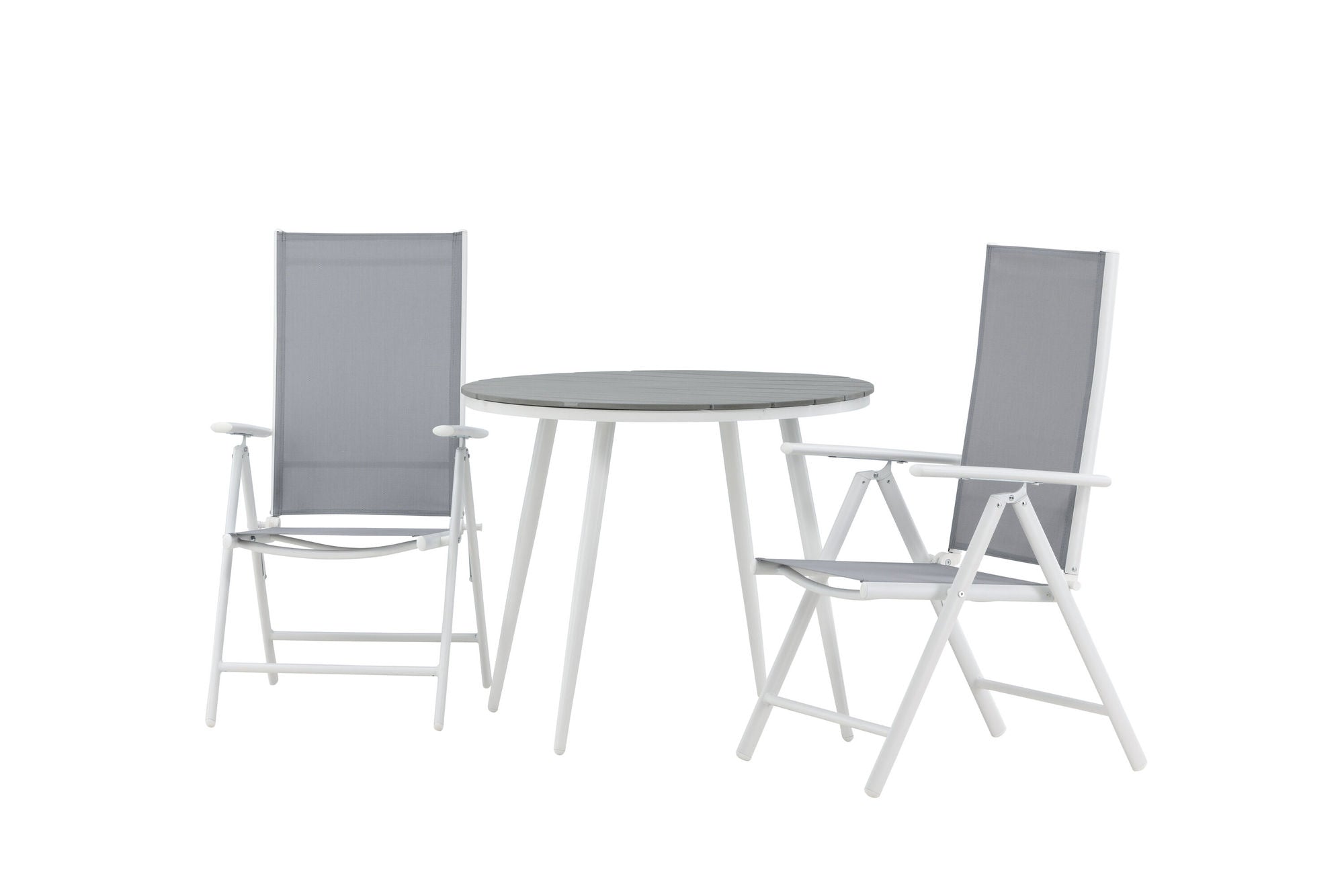 Venture Home Break - spisebord rund- White / Grey - Alu / Aintwood - 90ø _1+ Break 5:pos stol - White/Grey _2