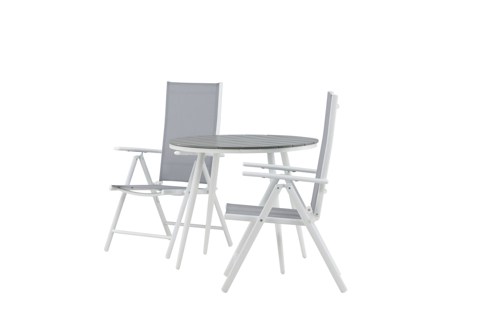 Venture Home Break - spisebord rund- White / Grey - Alu / Aintwood - 90ø _1+ Break 5:pos stol - White/Grey _2