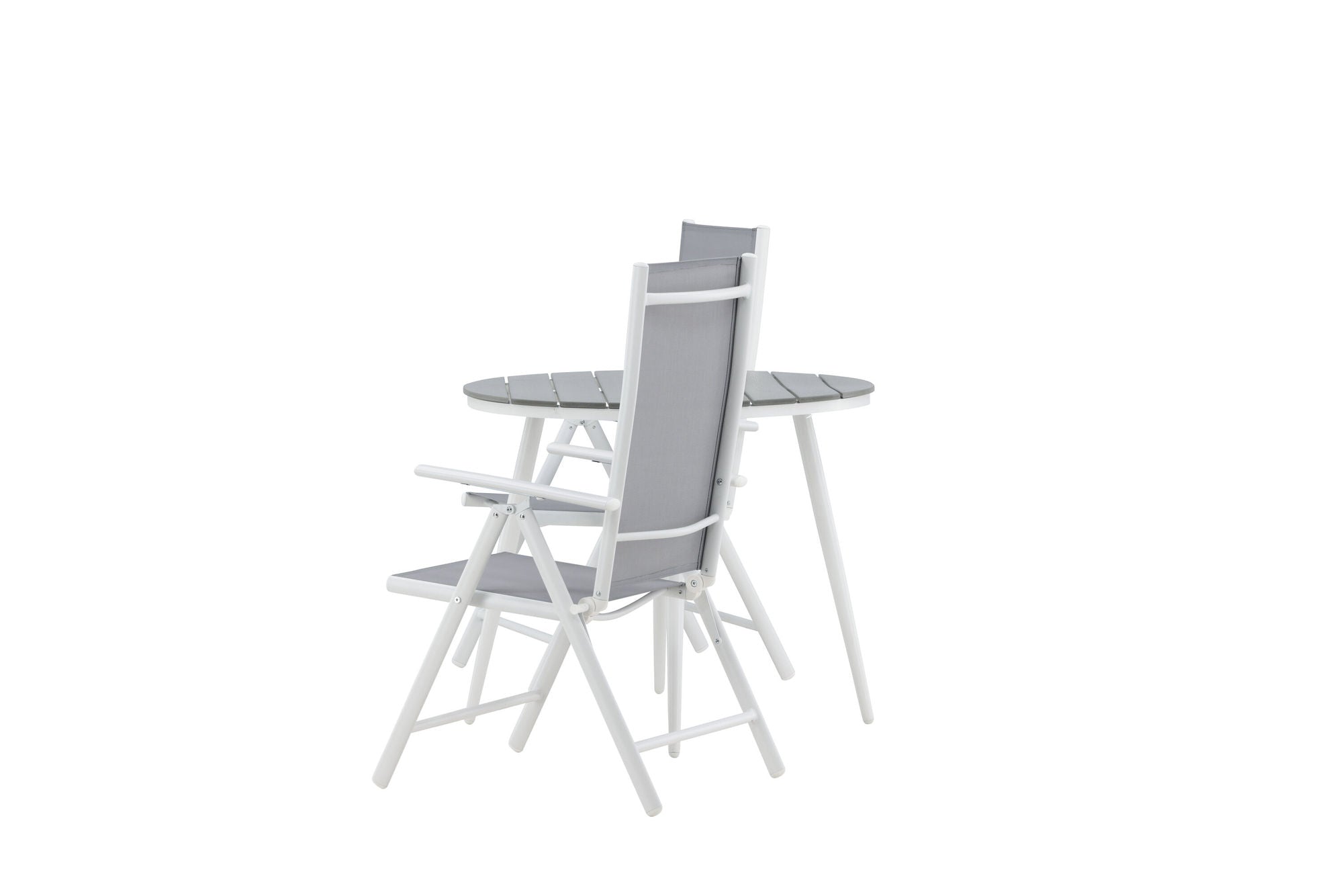 Venture Home Break - spisebord rund- White / Grey - Alu / Aintwood - 90ø _1+ Break 5:pos stol - White/Grey _2