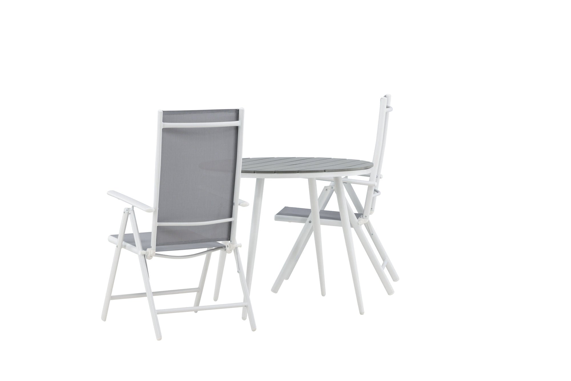 Venture Home Break - spisebord rund- White / Grey - Alu / Aintwood - 90ø _1+ Break 5:pos stol - White/Grey _2