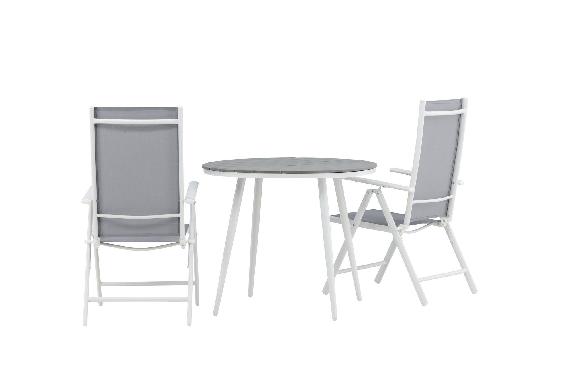 Venture Home Break - spisebord rund- White / Grey - Alu / Aintwood - 90ø _1+ Break 5:pos stol - White/Grey _2