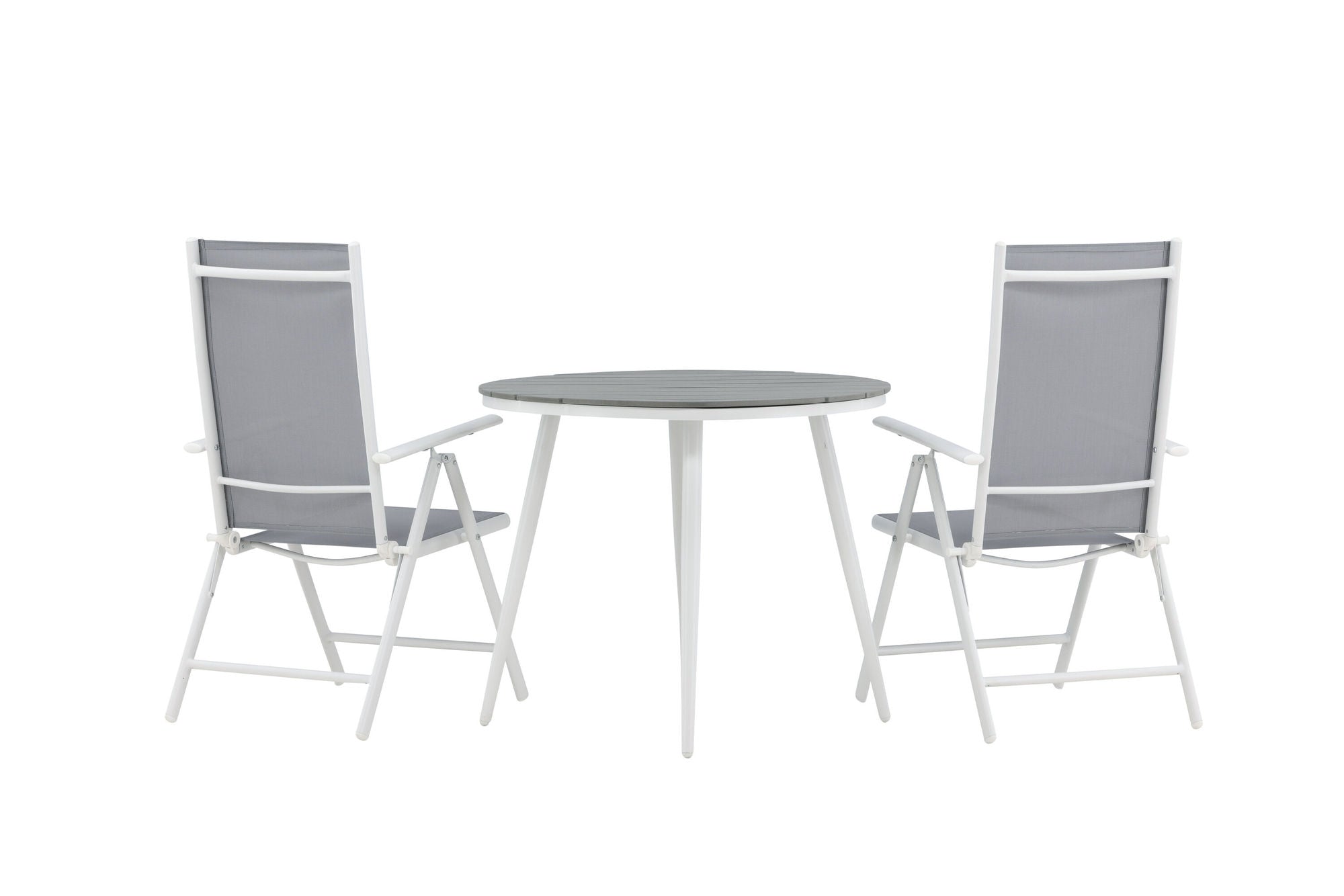 Venture Home Break - spisebord rund- White / Grey - Alu / Aintwood - 90ø _1+ Break 5:pos stol - White/Grey _2