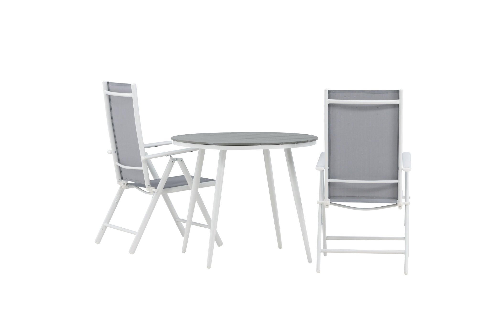 Venture Home Break - spisebord rund- White / Grey - Alu / Aintwood - 90ø _1+ Break 5:pos stol - White/Grey _2